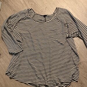 Torrid Black and White Striped Long Sleeve Top